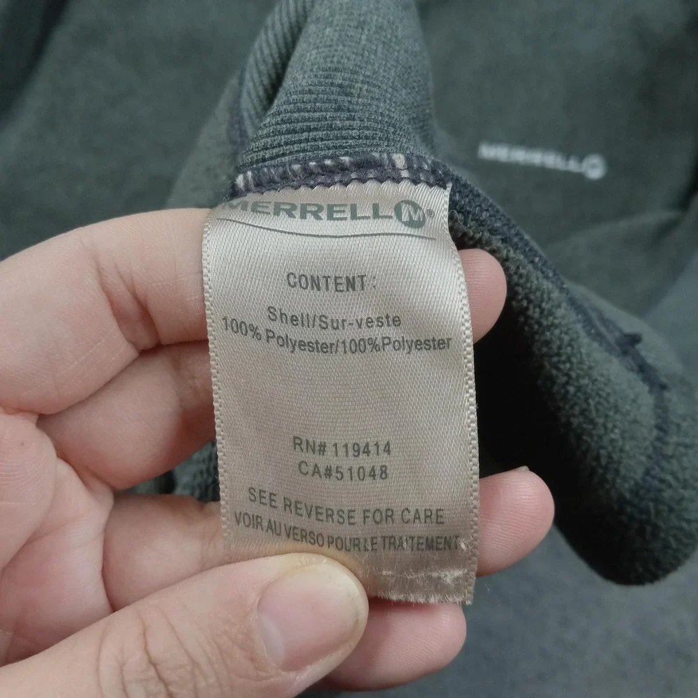 Merrell Pullover Mens Medium Gray‎ 1/4 Zip Long Sleeve Fleece Hiking Top